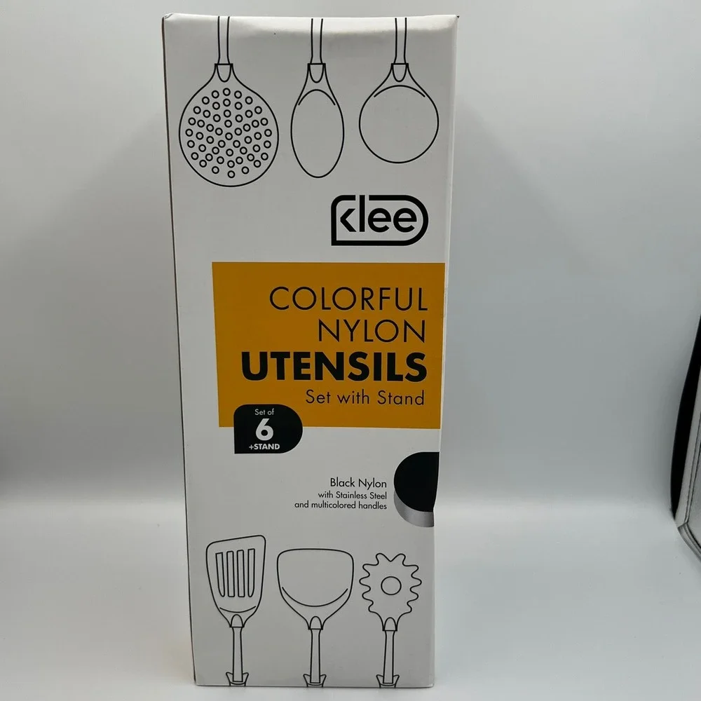 Klee Utensil Set Unisex OS Multicolor Brand New 7pc Nylon Stainless Steel Stand